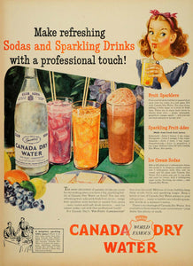 1946 Ad Canada Dry Water Club Soda Fruit Sparklers Art - ORIGINAL LF3