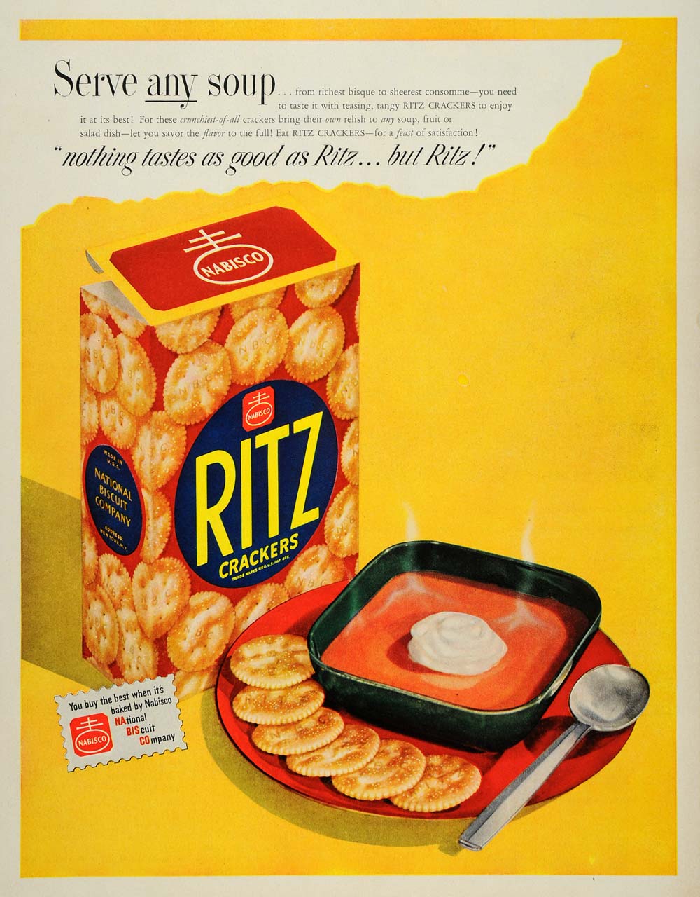 1949 Ad Ritz Crackers Tomato Soup National Biscuit Art - ORIGINAL LF3