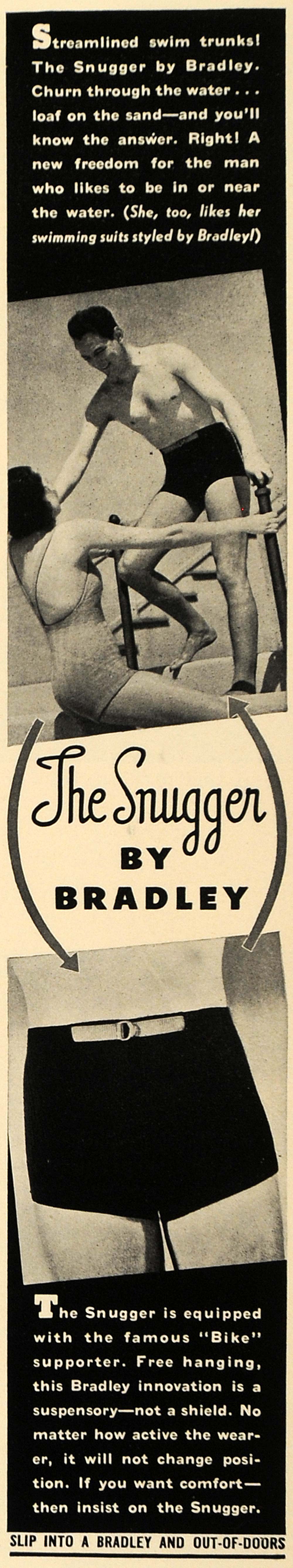1937 Ad Snugger Bradley Clothing Swimsuit Sports Trunks - ORIGINAL LF3