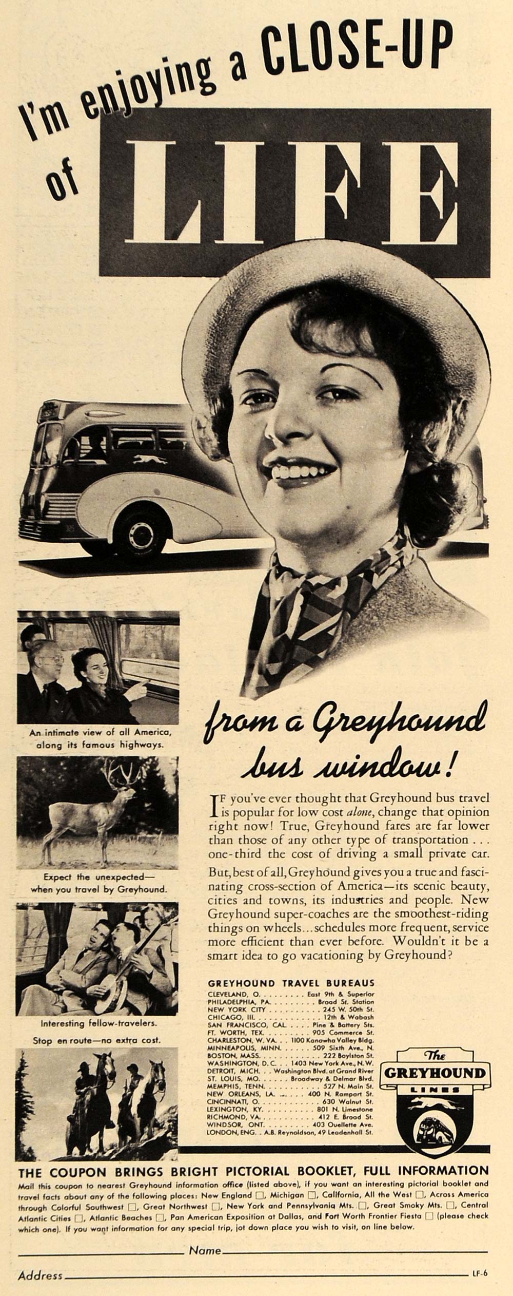1937 Ad Greyhound Bus Lines Transportation Horse Travel - ORIGINAL LF3
