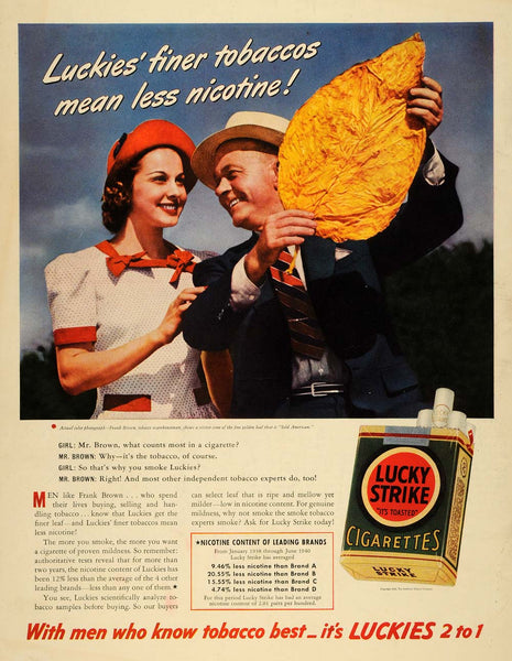 1940 Ad Frank Brown Nicotine Lucky Strike Cigarettes