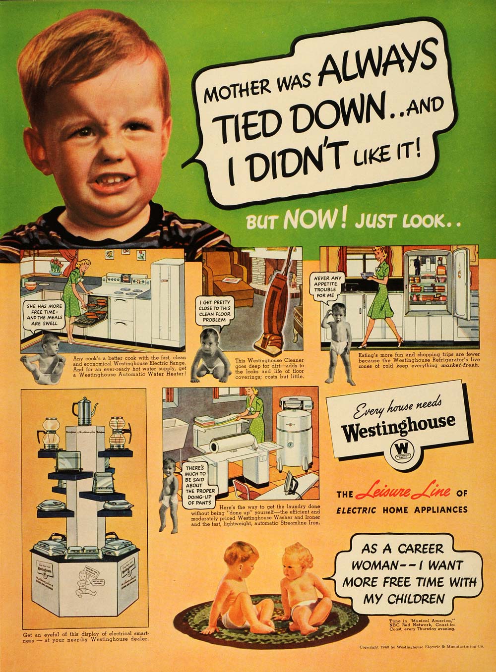 1940 Ad Leisure Line Home Appliances Westinghouse Range - ORIGINAL LF3