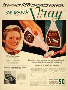 1940 Ad Dr Wests Vray Teeth Dentifrice Electric Eye - ORIGINAL ADVERTISING LF3