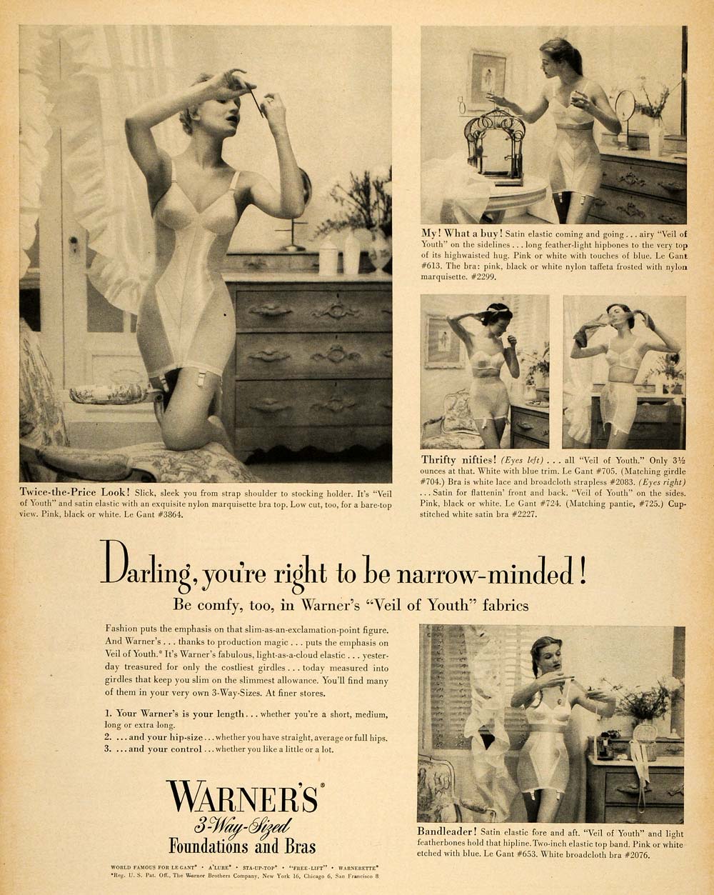 1957 Warners Alure Bra Original Advertisement, Bra Advertising