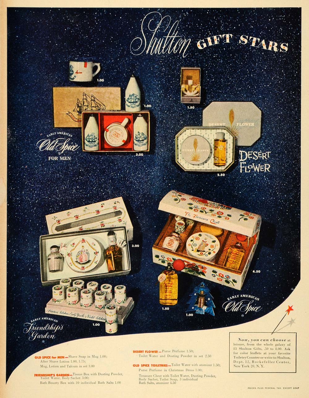 1949 Ad Shulton GIfts Old Spice Desert Flower Early American Friendships LF3