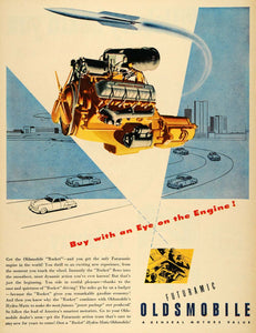 1949 Ad Futuramic Oldsmobile Rocket Engine Hydra-Matic General Motors Car LF3