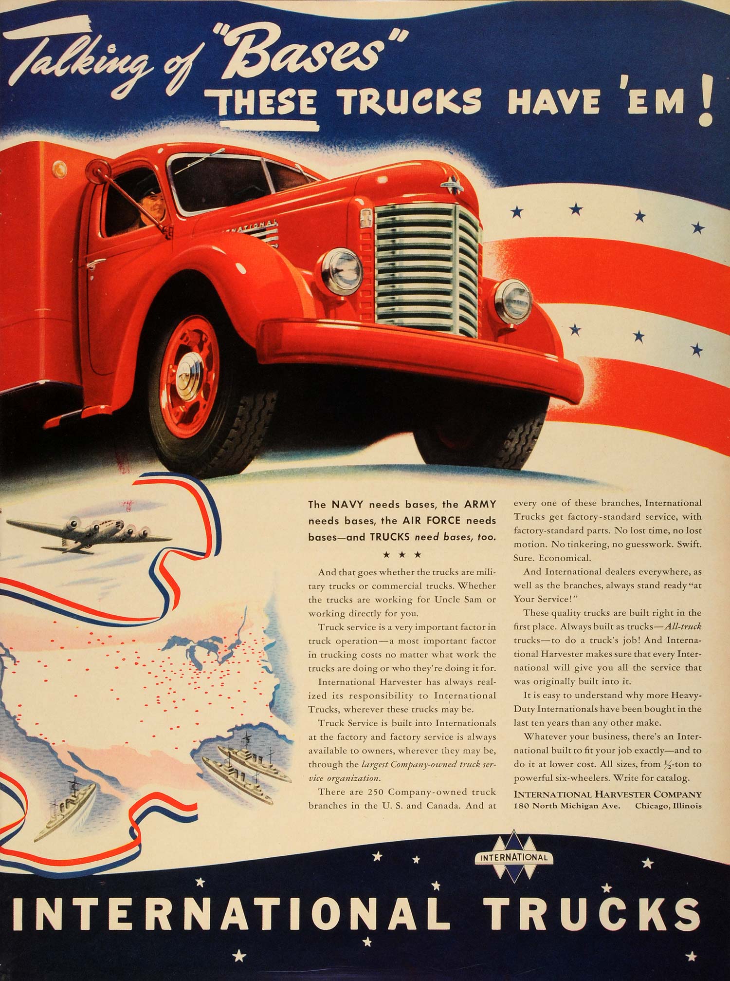 1941 Ad International Harvester Trucks WWII Army Navy Air Force War Efforts LF4