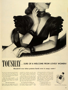 1942 Ad Bristol Myers Toushay Lotion Bottle Beauty Products Chapped Skin LF4