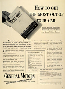 1942 Ad General Motors GM Wartime WWII Car Care Manual War Production Aid LF4