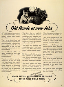 1942 Ad Buick Mechanic World War II Production Aid Efforts Wartime Uncle Sam LF4