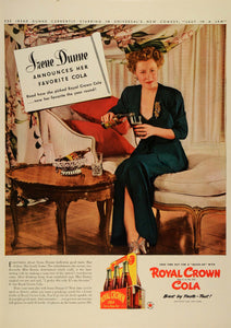 1942 Ad Royal Crown Cola Soda Pop Bottle Film Actress Singer Irene Dunne LF4