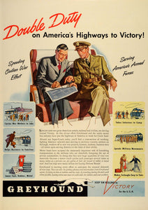 1942 Ad Greyhound Bus American Highway Transit Army Civilian War Efforts LF4