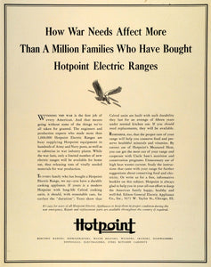 1942 Ad Hotpoint Electric Range Stove Household Appliance WWII War Aid Navy LF4