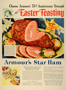 1942 Ad Armour Star Easter Religious Holidays Ham 75th Anniversary Recipe LF4