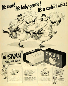 1942 Ad Swan Floating Soap Bar Lever Brothers Dish Detergent Baby Yourself LF4