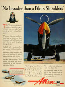 1942 Ad Curtiss P-40 Tomahawk Allison Engines Airplane Bell Airacobra LF4