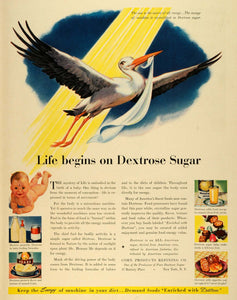 1942 Ad Dextrose Sugar Sunshine Stork Baby Foods Enriched Formula Juice LF4