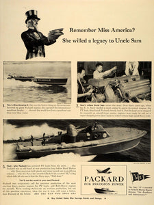 1942 Ad Miss America X PT Boat Uncle Sam Packard Marine Engines E Flag Navy LF4