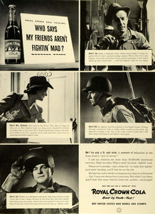 1942 Ad Royal Crown Cola World War II Grudge Fightin' Mad Soda Drink LF4