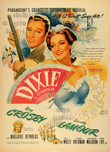 1943 Ad Film Dixie Bing Crosby Dorothy Lamour Song Hits Marjorie Reynolds LF4