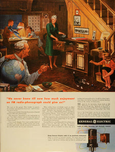 1943 Ad General Electric Co FM Radio Phonograph Home Front WWII Wartime LF4