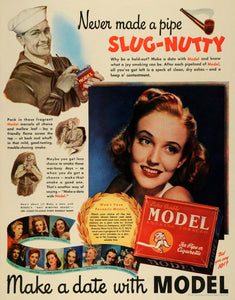 1942 Ad Model Pipe Smoking United States Tobacco WWII Navy Sailor Wart –  Period Paper Historic Art LLC