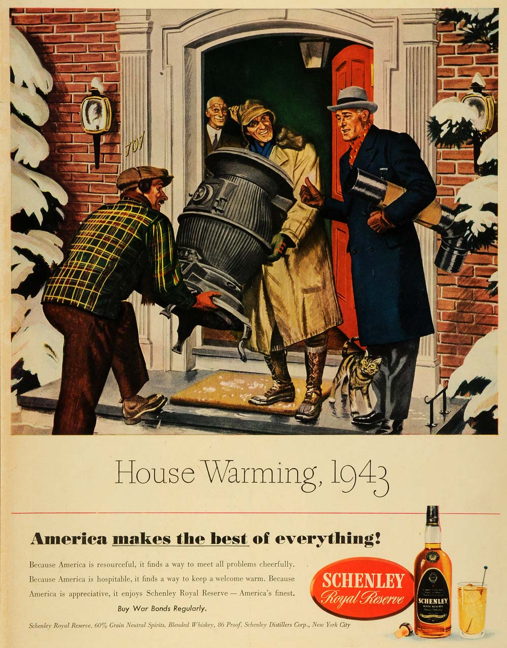 1943 Ad Schenley Royal Reserve Whiskey Liquor Alcohol WWII House Warming LF4