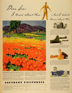 1943 Ad Southern California Victory Vacation Army Tourism Military WWII LF4 - Period Paper
