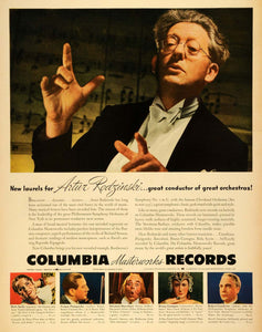 1943 Ad Columbia Masterworks Records Artur Rodzinski Orchestra Conductor LF4 - Period Paper
