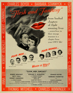 1943 Ad Film Flesh & Fantasy Universal Pictures Robert Benchley Edward LF4