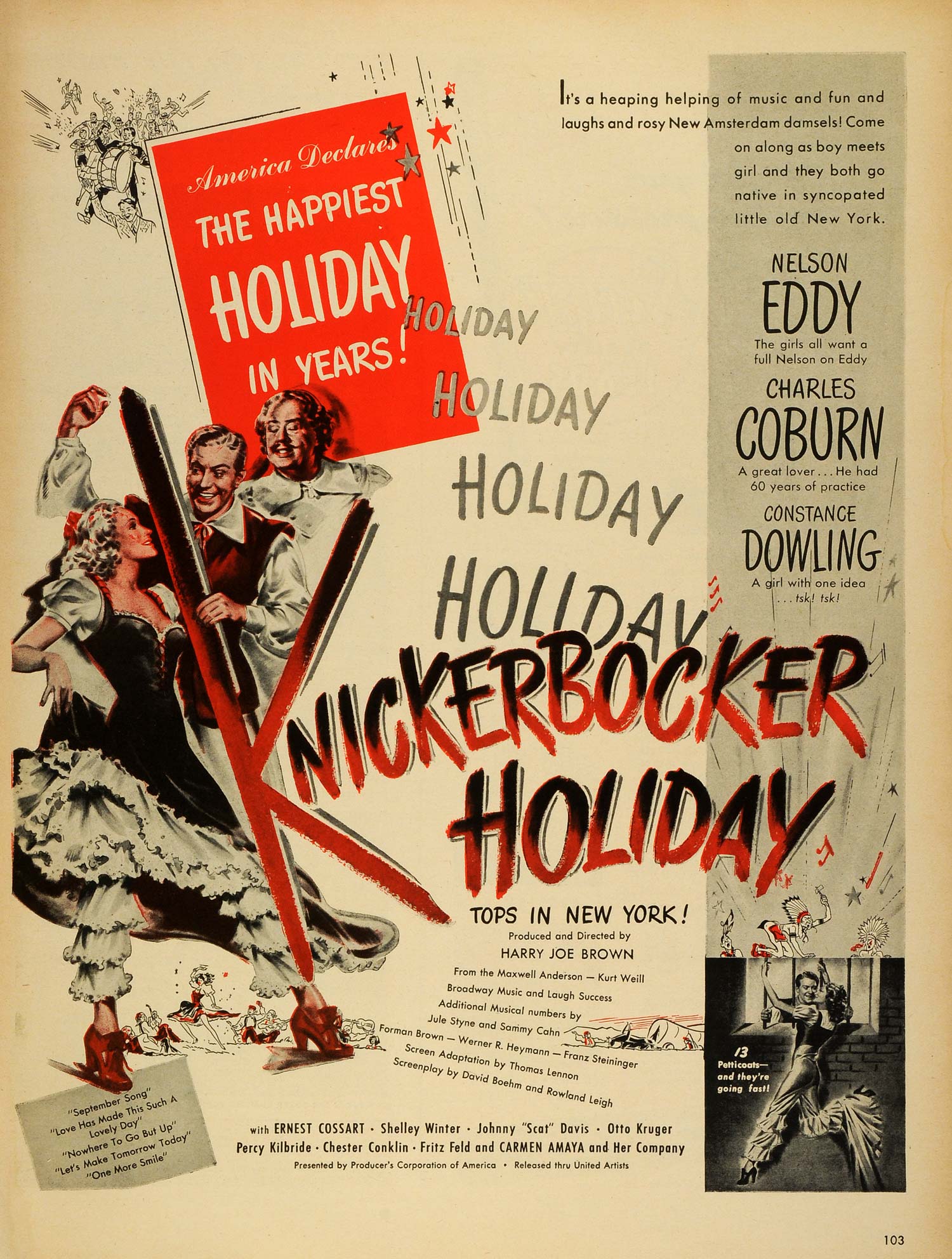 1944 Ad Film Knickerbocker Holiday Harry Joe Brown Producer's Corp Nelson LF4