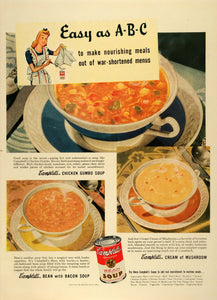 1944 Ad Campbell Soup Chicken Gumbo Meals Canned Food Products Cream of LF4