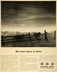 1944 Ad National Dairy Products Farming Boy Cattle Dawn Dairy Farm Home LF4