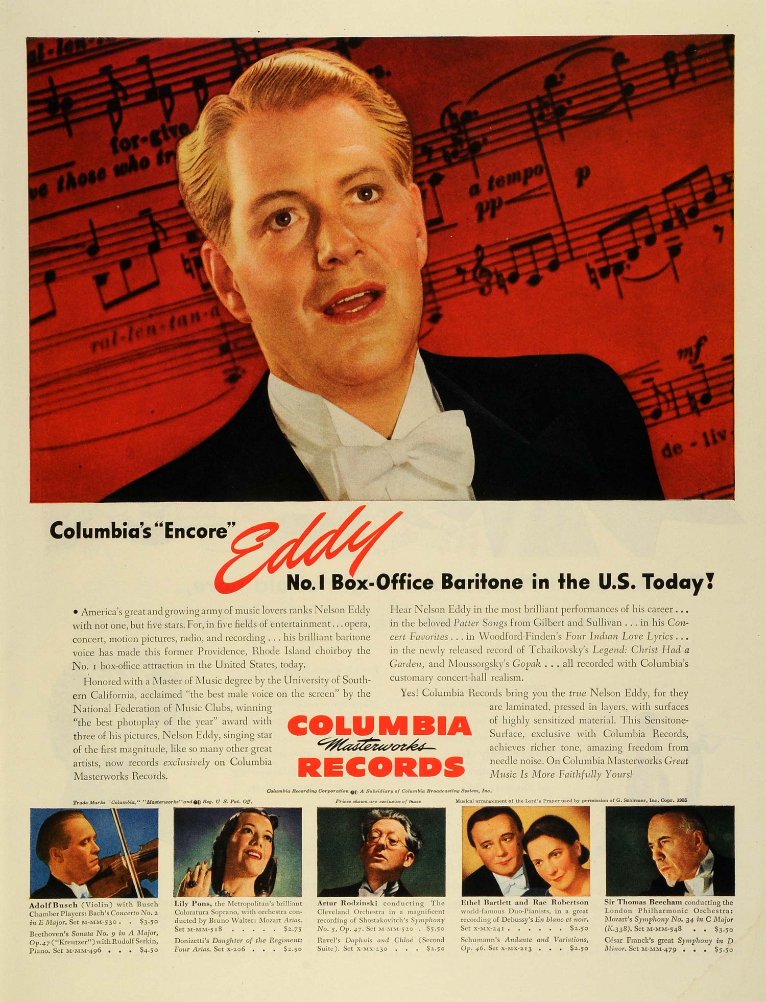 1944 Ad Columbia Recording Corp Masterworks Record Singer Nelson Ackerman LF4