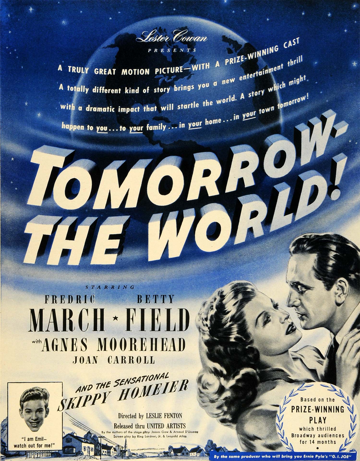 1945 Ad Film Tomorrow the World Lester Cowan Frederic March Betty Field LF4