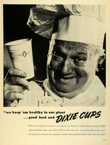 1945 Ad Dixie Cup Corporation Disposable Paper Cups Chef Hygiene "Heath Kup" LF4