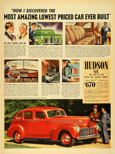 1940 Ad Red Hudson Six Touring Sedan Automobiles Vintage Motor Vehicle Cars LF4