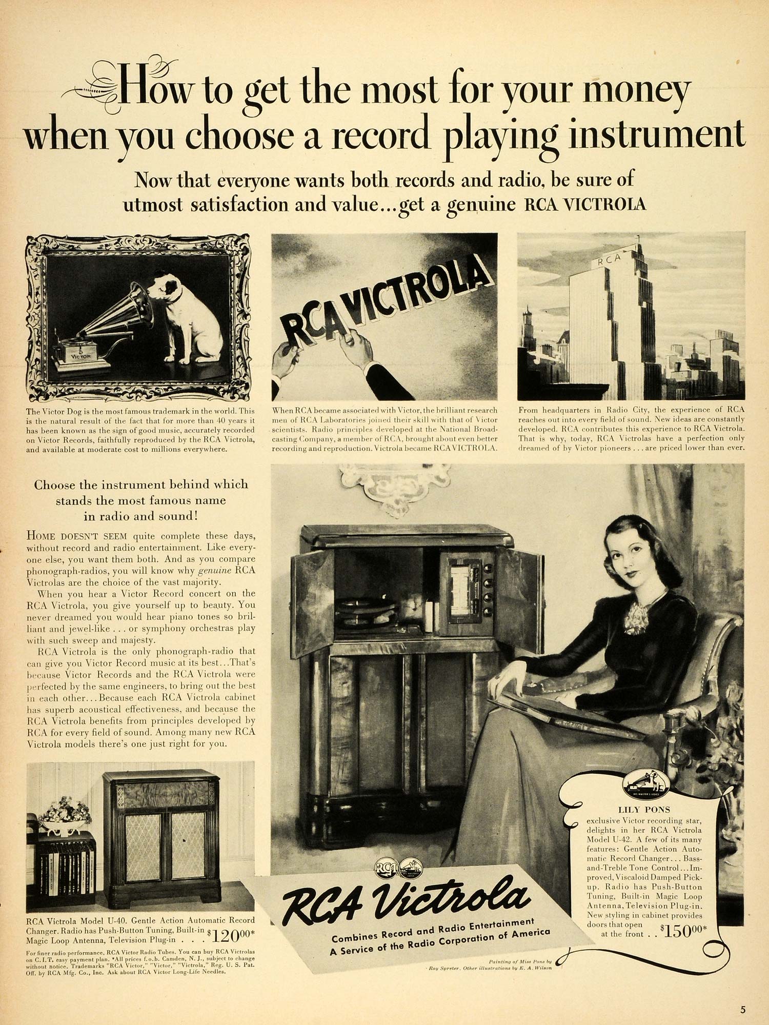 1940 Ad Radio Corporation of America RCA Victrola U-40 Victor Radio LF4