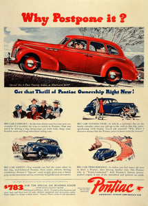 1940 Ad Pontiac General Motors Division Red Six 4 Door Touring Sedan LF4