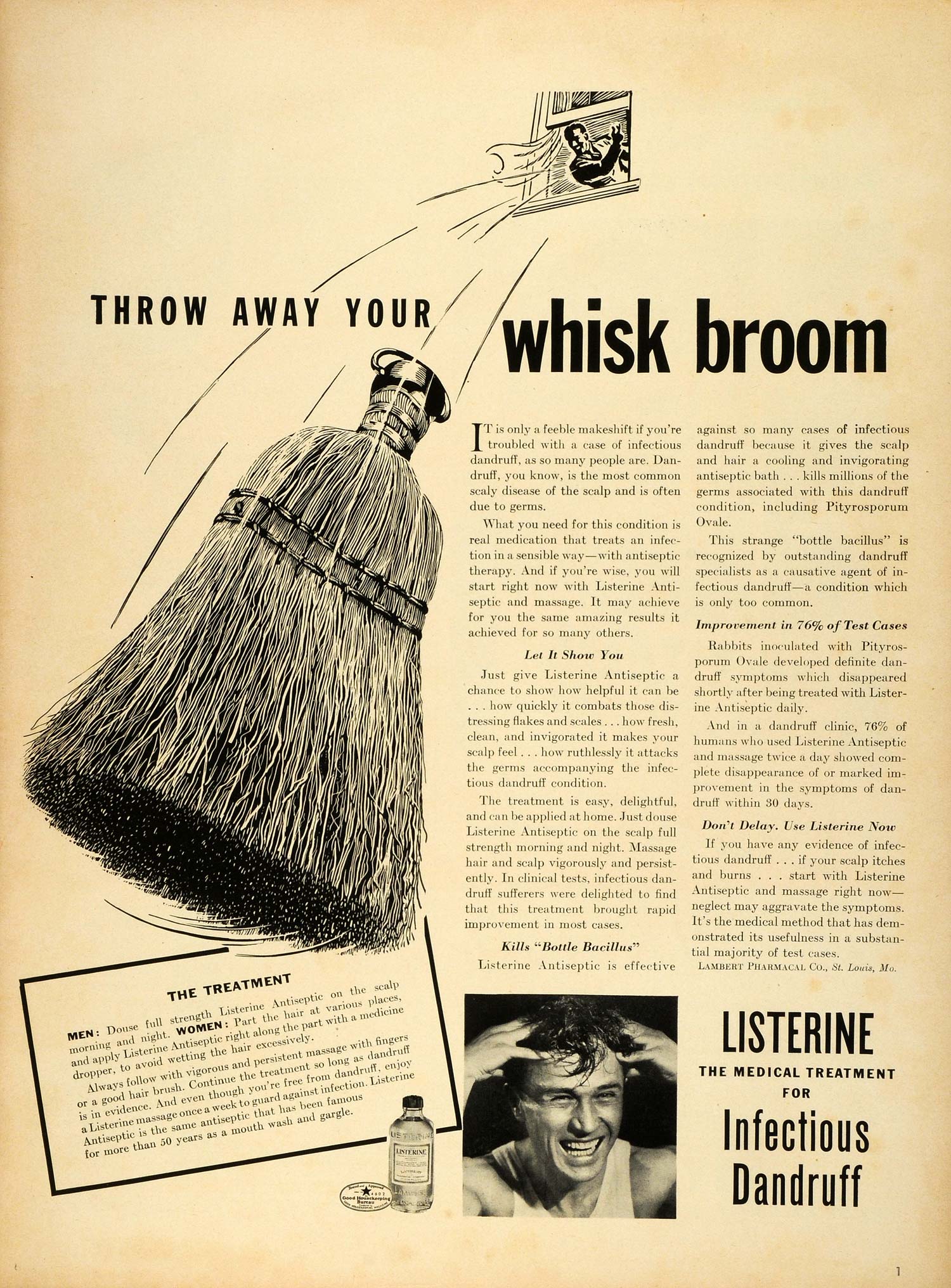 1940 Ad Lambert Pharmacal Co Listerine Dandruff Treatment Hair Care Products LF4