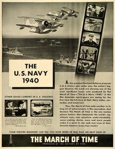 1940 Ad Newsreel Series The March of Time US Navy Documentary Film News WWII LF4