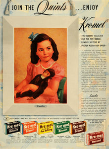 1941 Ad Corn Products Sales Kre-mel Desserts Food Dionne Quints Emilie LF4