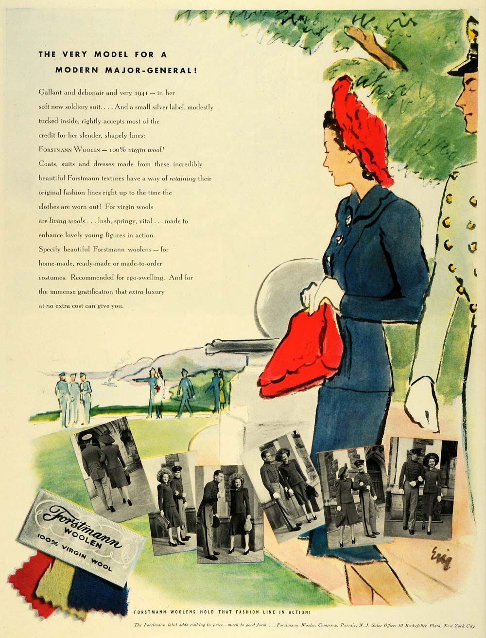 1941 Ad Forstmann Woolen Fabric Clothing Women Suit Fashion General Eric LF4