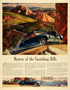 1941 Ad Lincoln Motor Car Division Ford Co Blue Zephyr V-12 Automobile Hills LF4