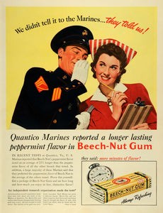 1941 Ad Beech-Nut Packing Co Peppermint Flavor Gum Quantico Virginia Marines LF4