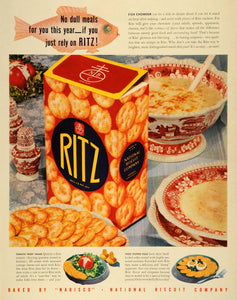 1941 Ad National Biscuit Co Ritz Nabisco Fish Chowder NBC China Set LF4