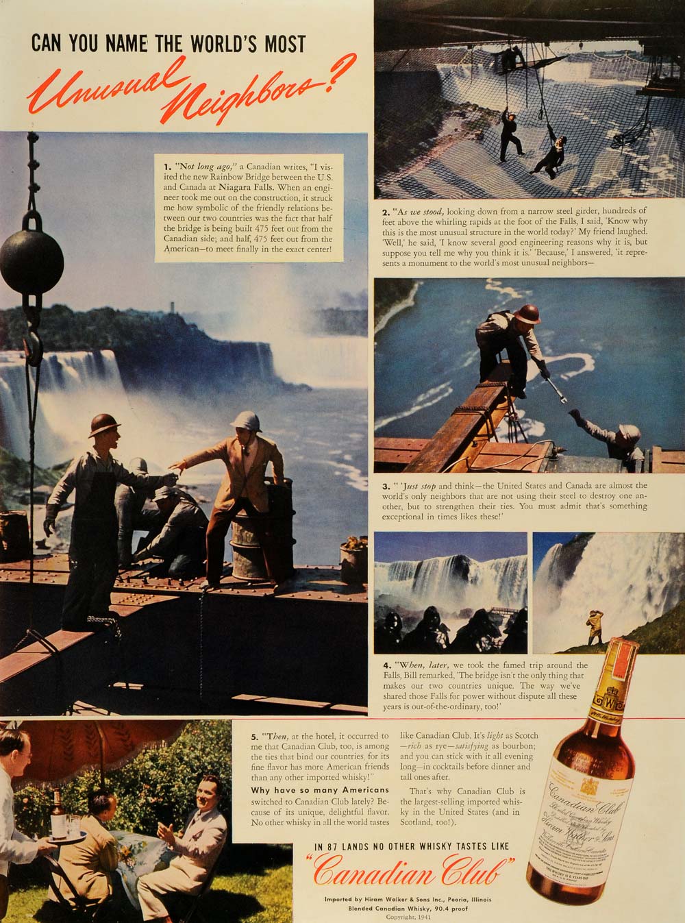 1941 Ad Canadian Club Whisky Hiram Walker Niagara Falls Construction Canada LF5