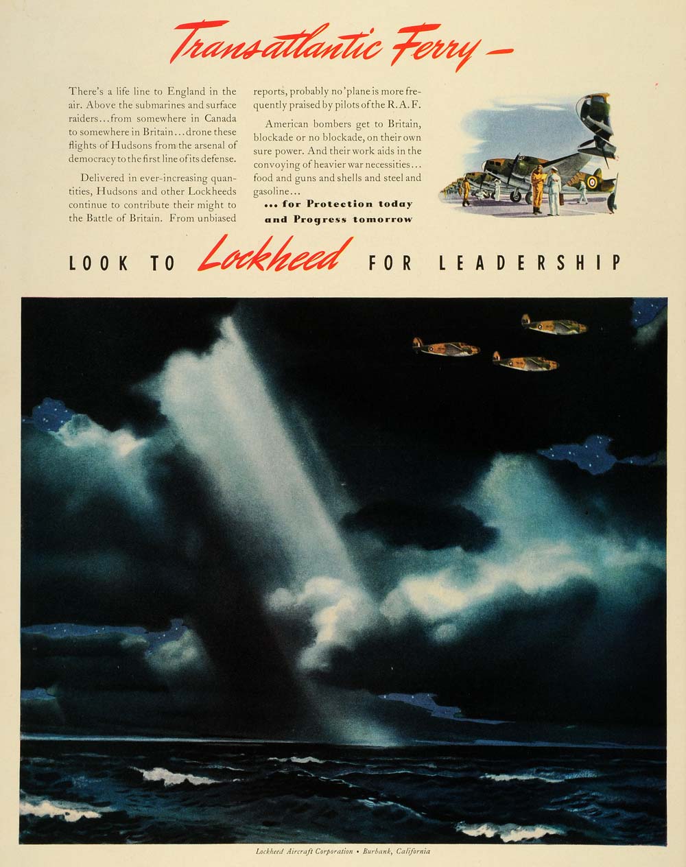 1941 Ad Lockheed Military Aircraft WWII National Defense Air Force Aviation LF5
