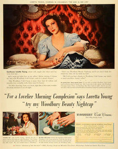 1941 Ad Woodbury Cold Cream American Actress Loretta Young Complexion Beauty LF5