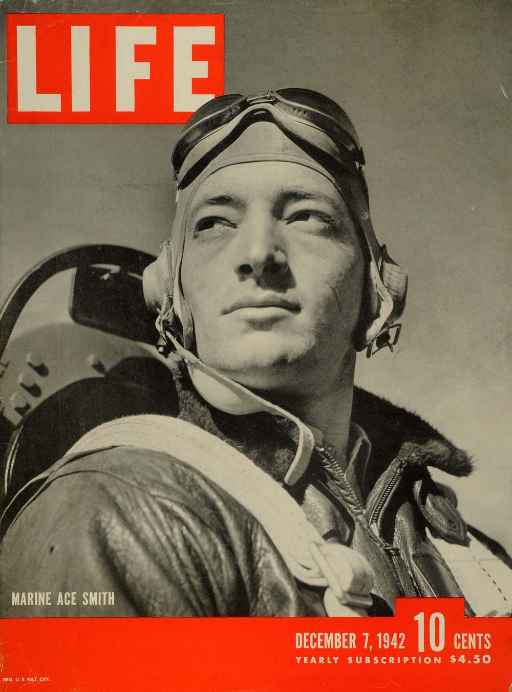 1942 Cover LIFE Marine Ace Fighting Squadron Captain John Lucian Smith LF5
